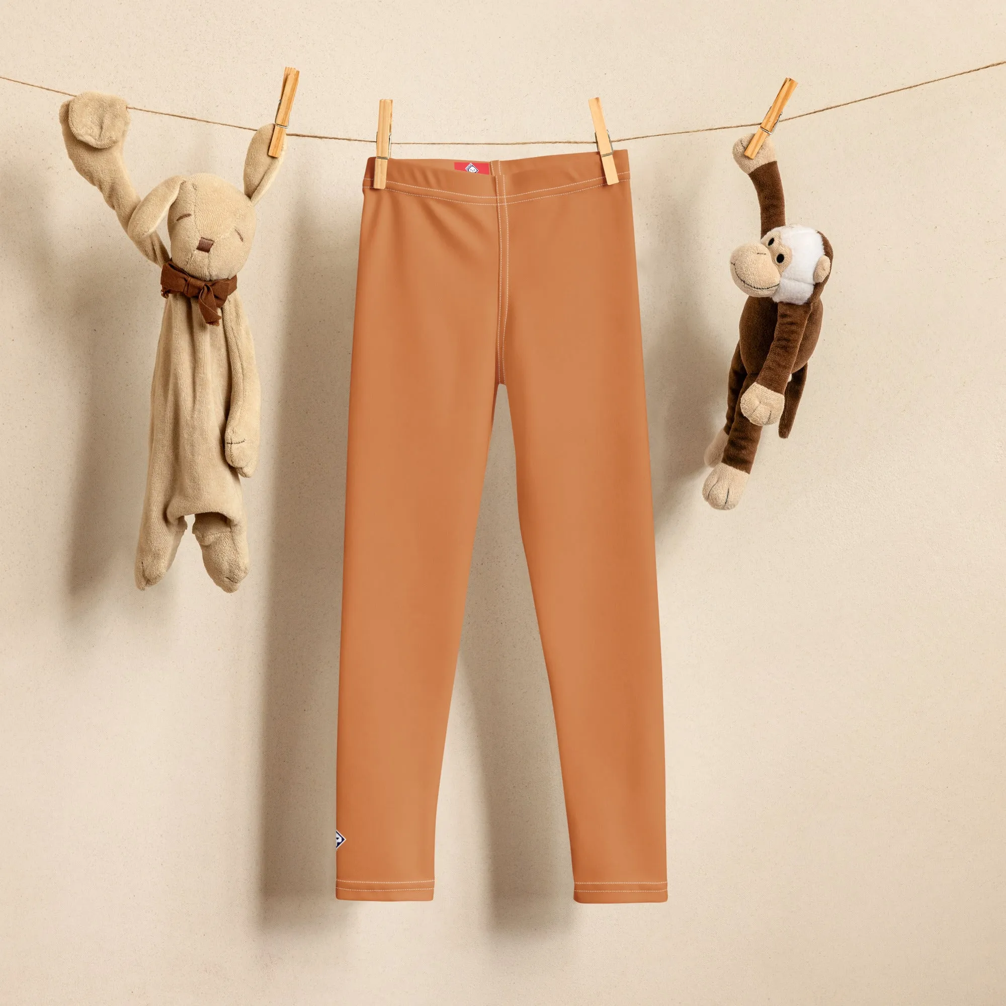 Active Adventures: Solid Color Leggings for Energetic Boys - Raw Sienna