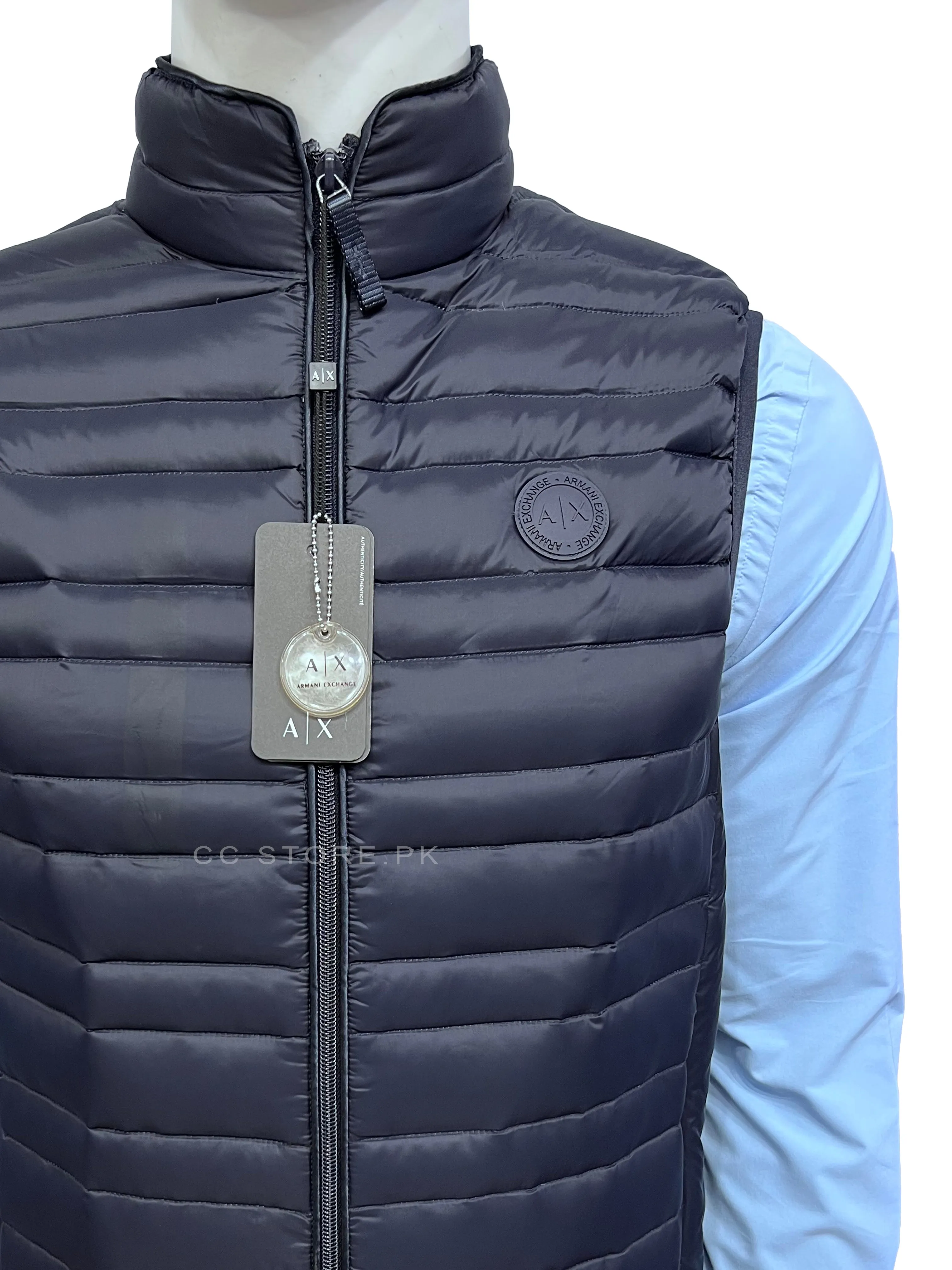 AX Packable Duck Down Sleeveless Navy Blue Puffer Jacket