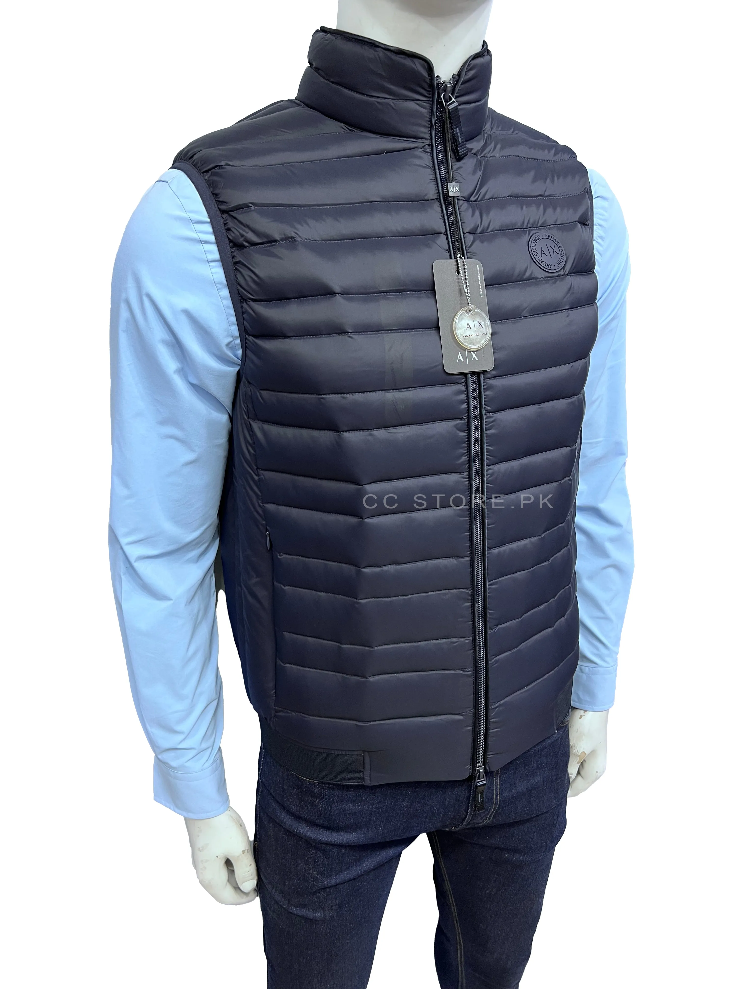 AX Packable Duck Down Sleeveless Navy Blue Puffer Jacket