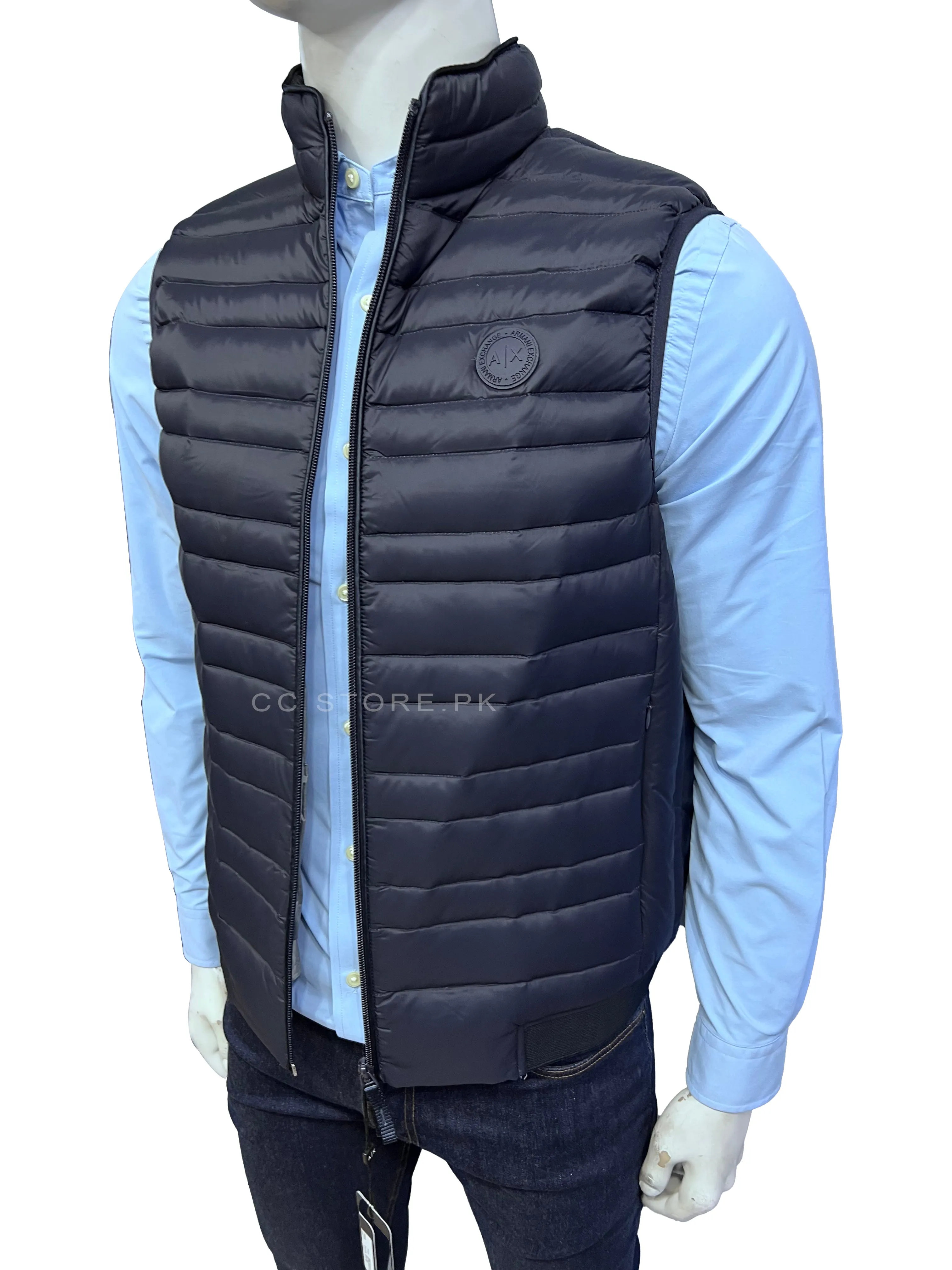 AX Packable Duck Down Sleeveless Navy Blue Puffer Jacket