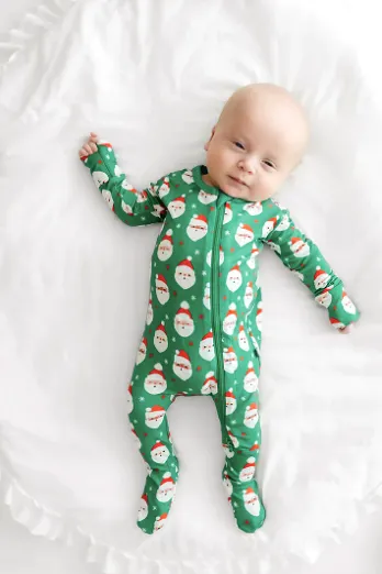 Baby Pajamas - Green Santa