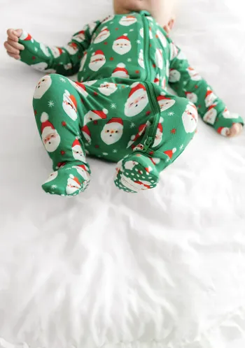 Baby Pajamas - Green Santa