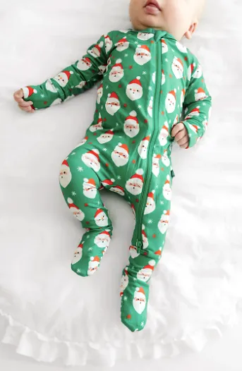 Baby Pajamas - Green Santa