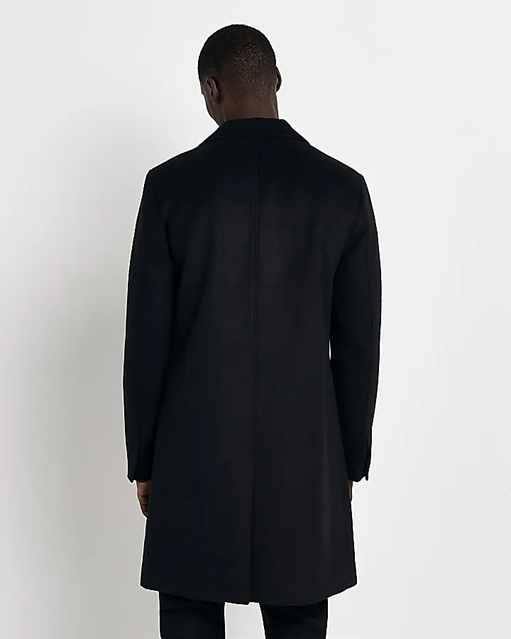 Black Regular fit wool blend Overcoat