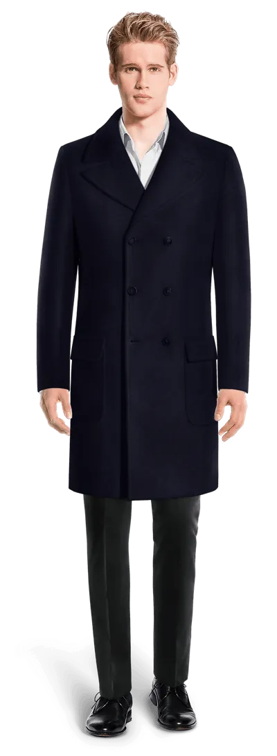 Blue Long Double breasted overcoat