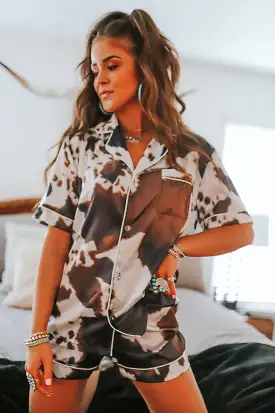 Brown Cowhide Pajama Set