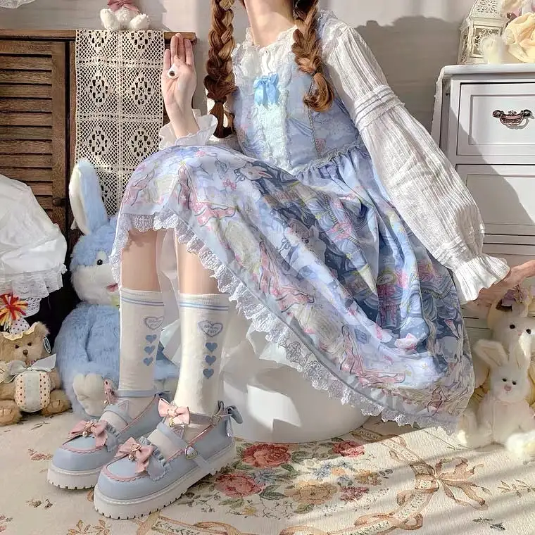 Cats’ tea party lolita shoes round toes