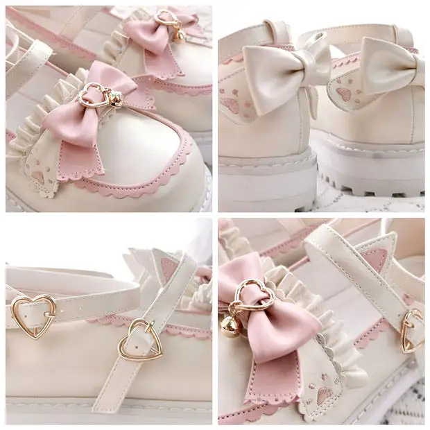 Cats’ tea party lolita shoes round toes