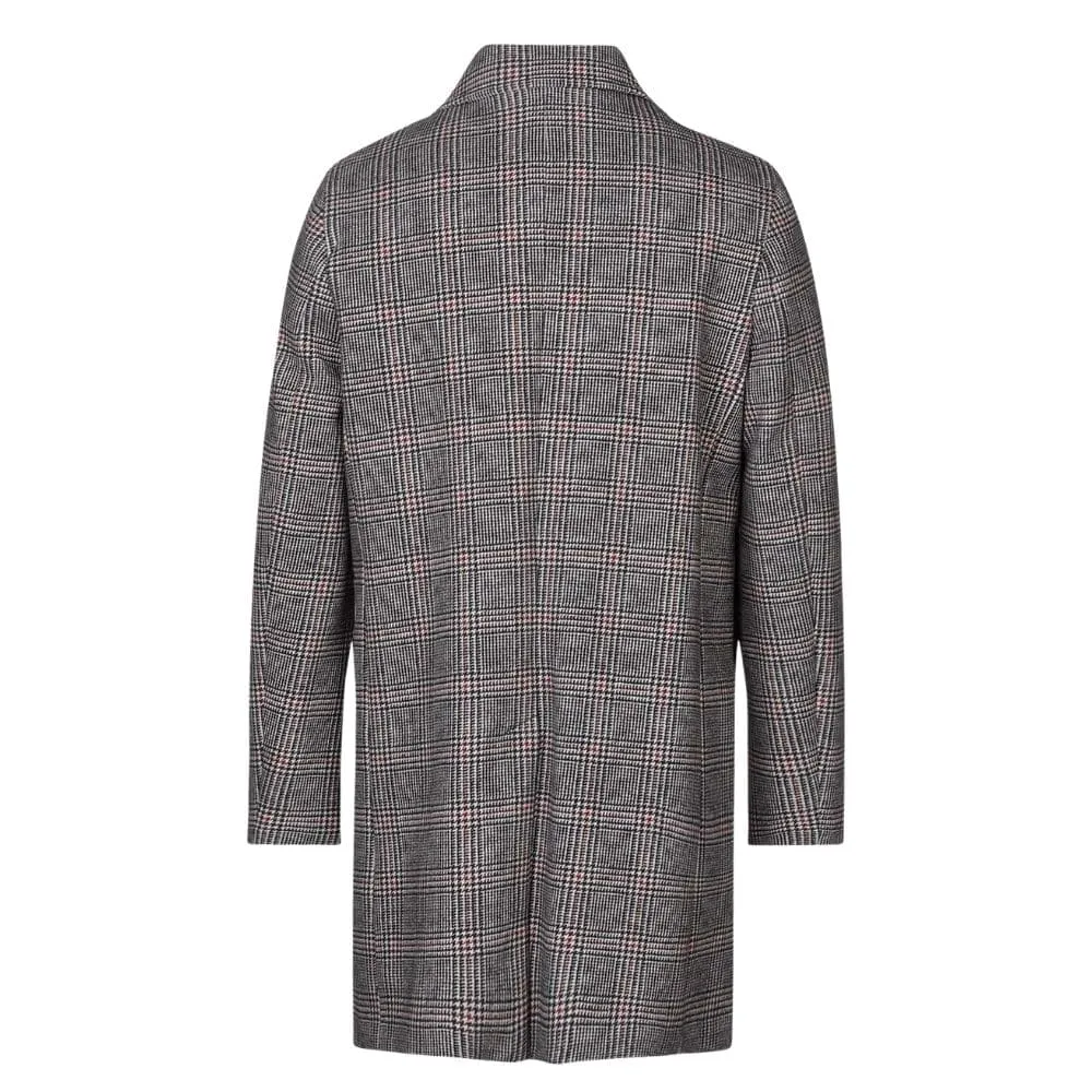 CIRCOLO Pow Grey Check Overcoat | Menswear Online