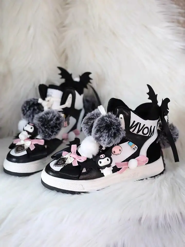 Cute sneakers extra fleece inside kuromi handmade shoes