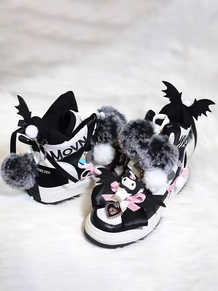 Cute sneakers extra fleece inside kuromi handmade shoes