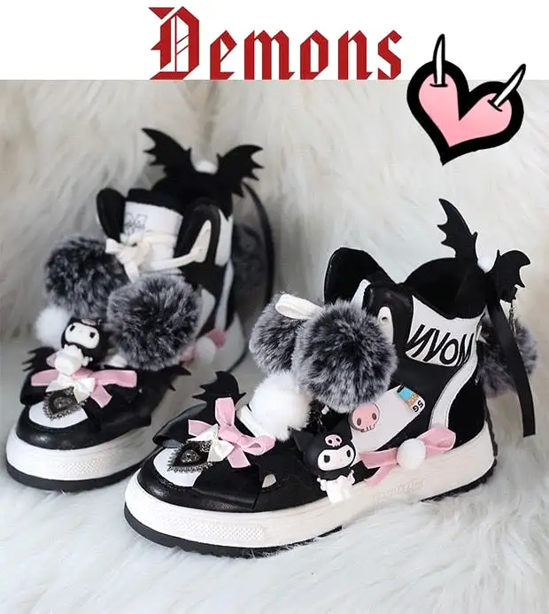 Cute sneakers extra fleece inside kuromi handmade shoes