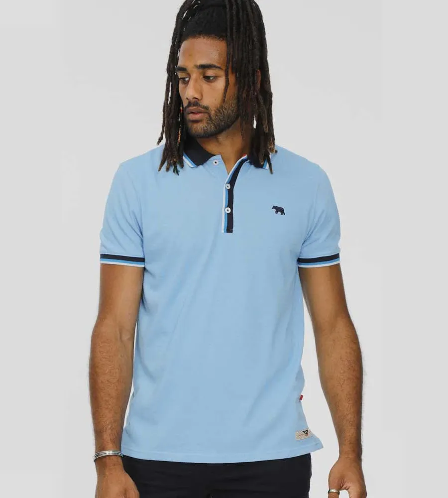 D555 Mens Jersey Polo With Fine Stripe and Ribbed Trims (BAYTON 1)