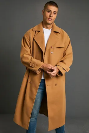 Double Breasted Storm Flap Trench Overcoat | boohooMAN UK