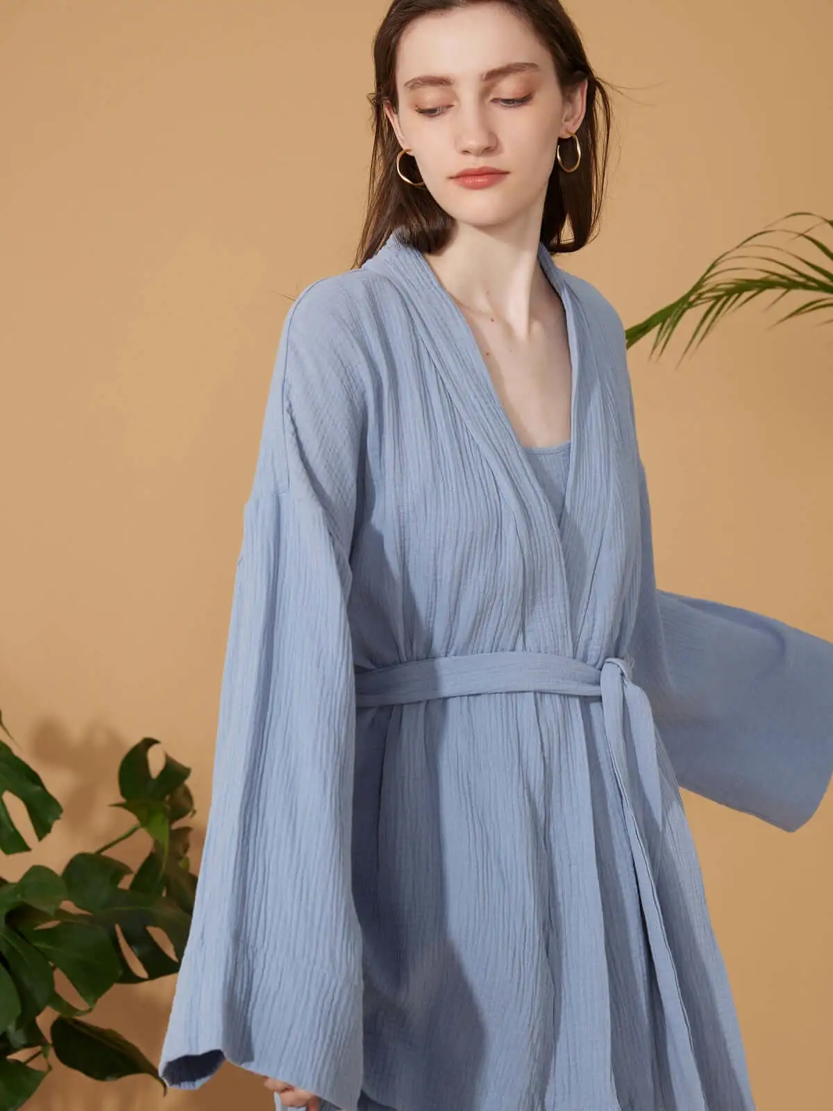 Double Gauze Cotton Robe and Dress Pajama Set