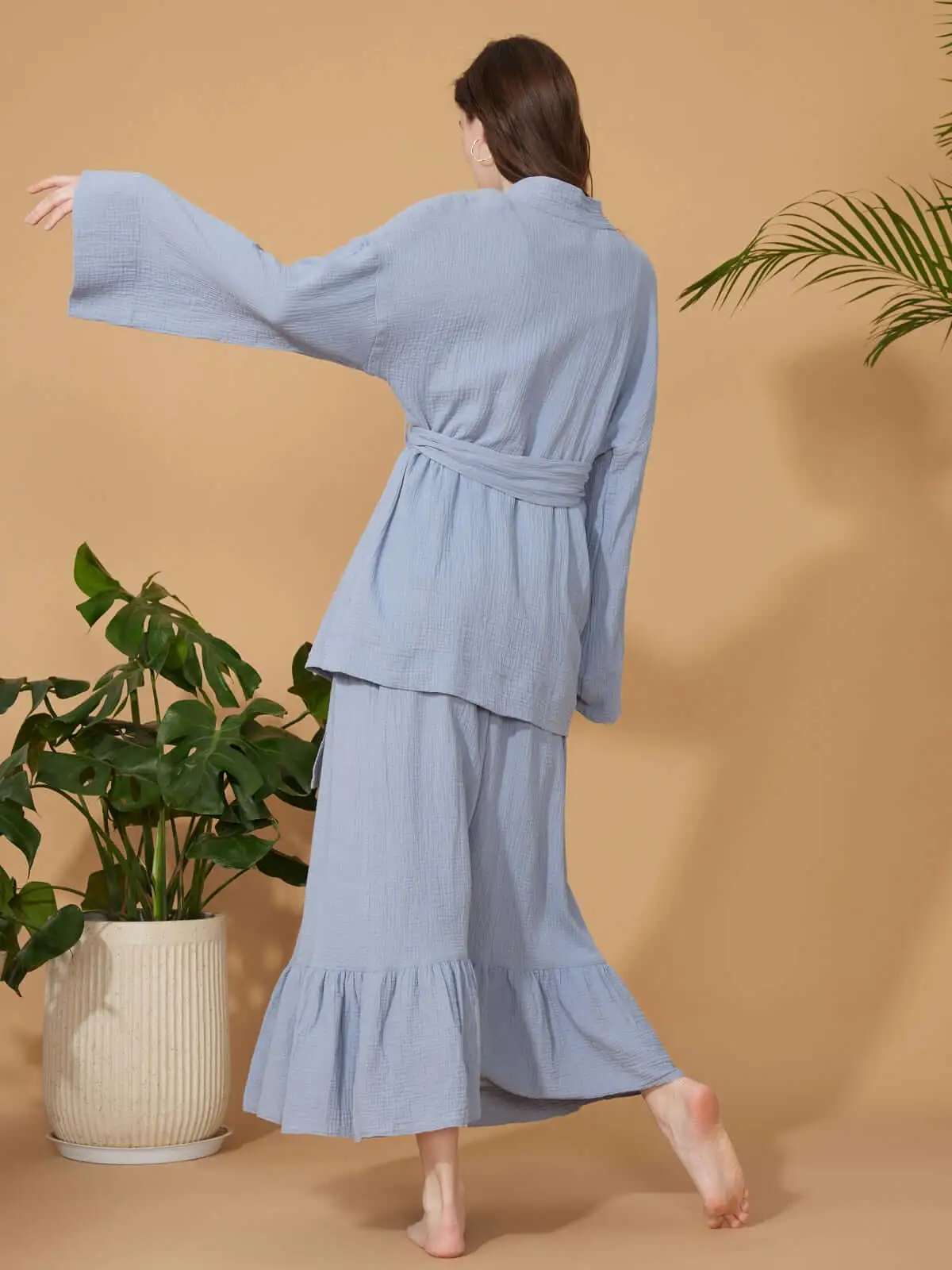 Double Gauze Cotton Robe and Dress Pajama Set