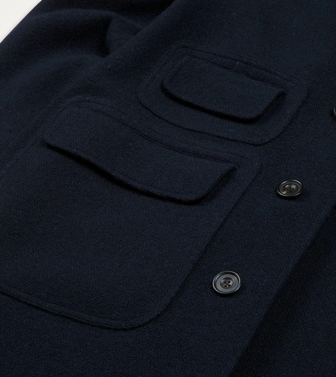 Drake's Navy Wool Raglan Coat