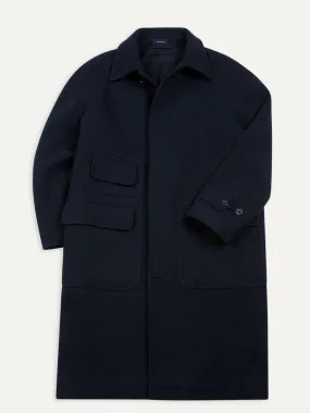 Drake's Navy Wool Raglan Coat