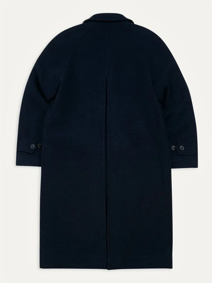 Drake's Navy Wool Raglan Coat