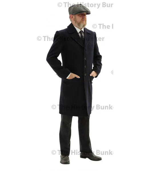 Edwardian Mens single breasted overcoat - BLUE