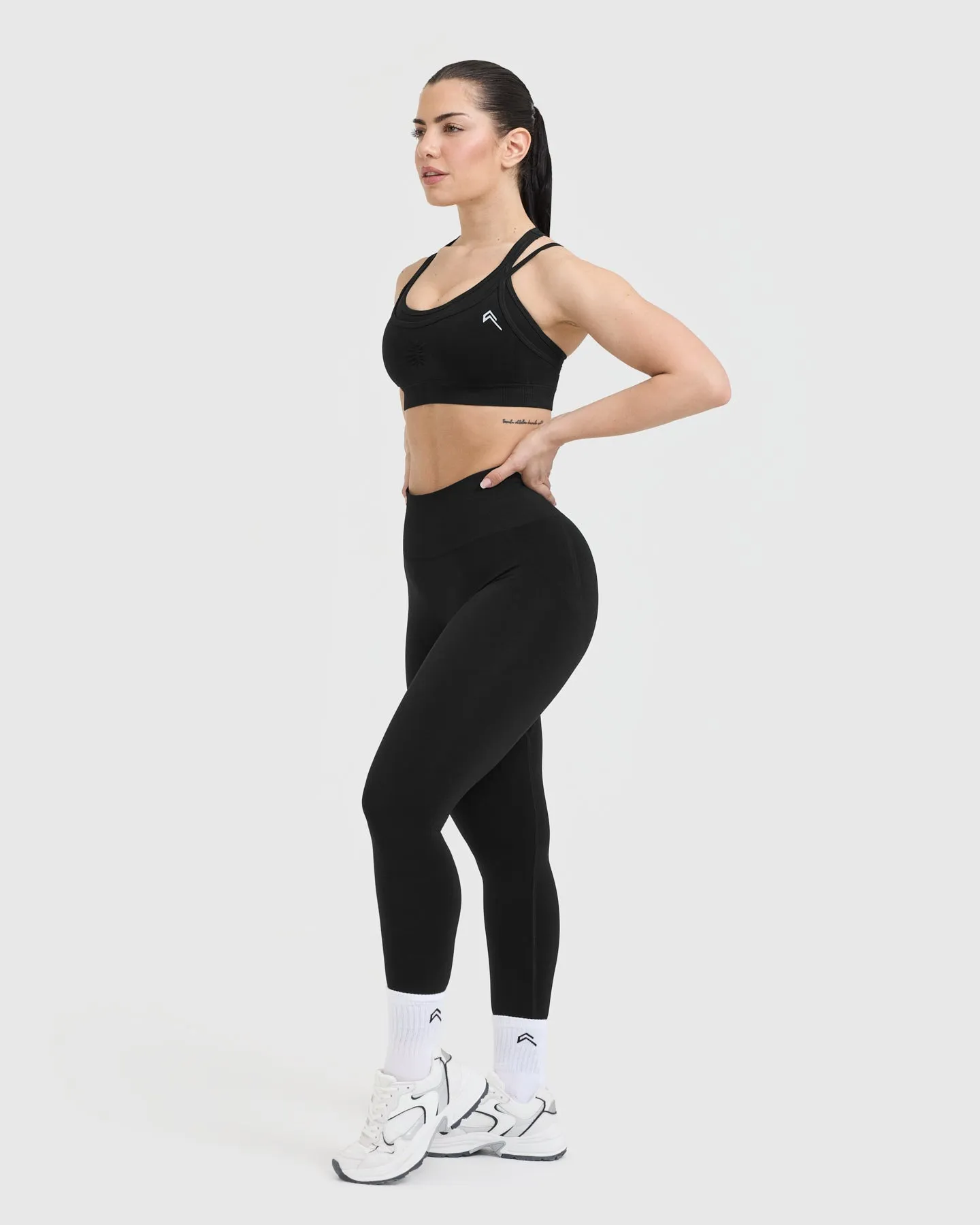 Effortless Seamless Layered Sports Bra | Black