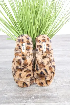 Faux Fur Leopard Slippers