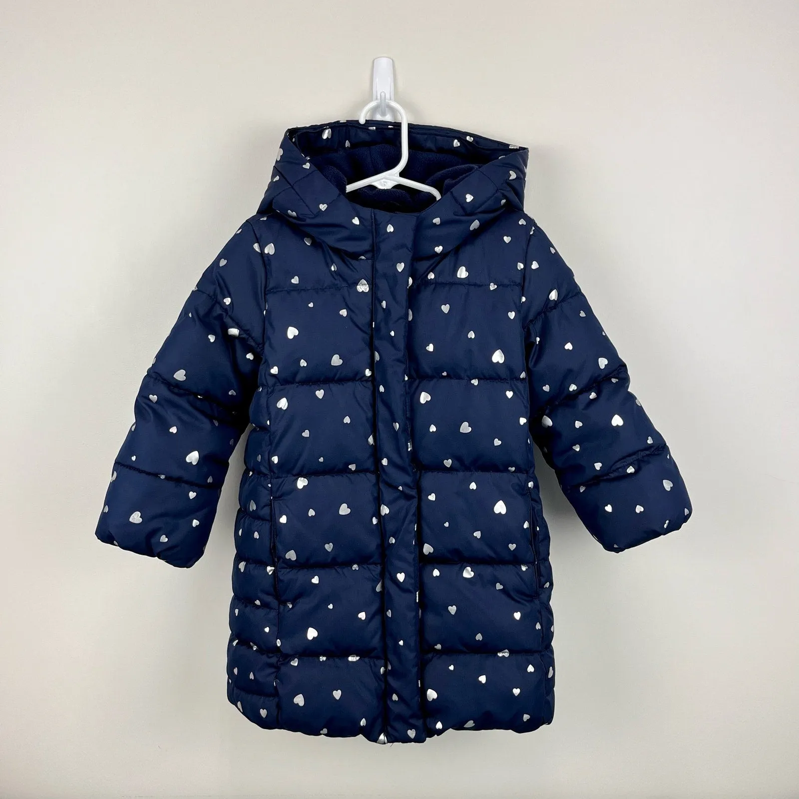 Gap Toddler Coldcontrol Ultra Max Down Puffer Navy Hearts 4T