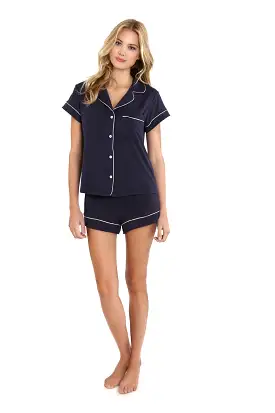 Gisele Shortie PJ Set | Navy/Ivory