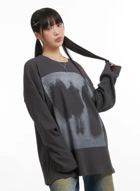 Graphic Oversized Ribbed Tee IJ410