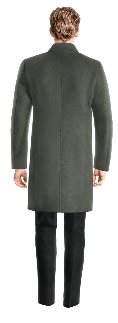 Grey Long 100% Wool Overcoat