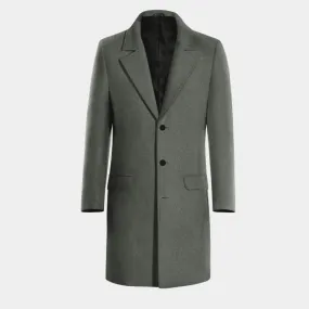 Grey Long 100% Wool Overcoat