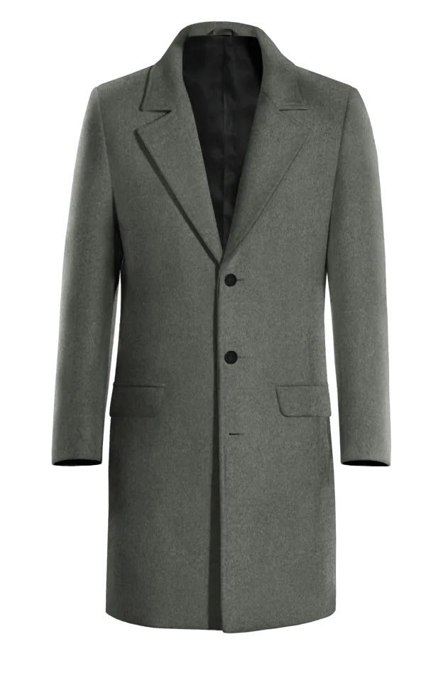 Grey Long 100% Wool Overcoat