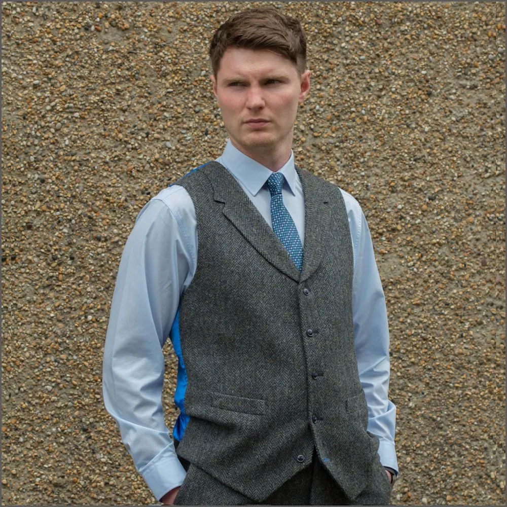 Harris Tweed Heather Blue Waistcoat>