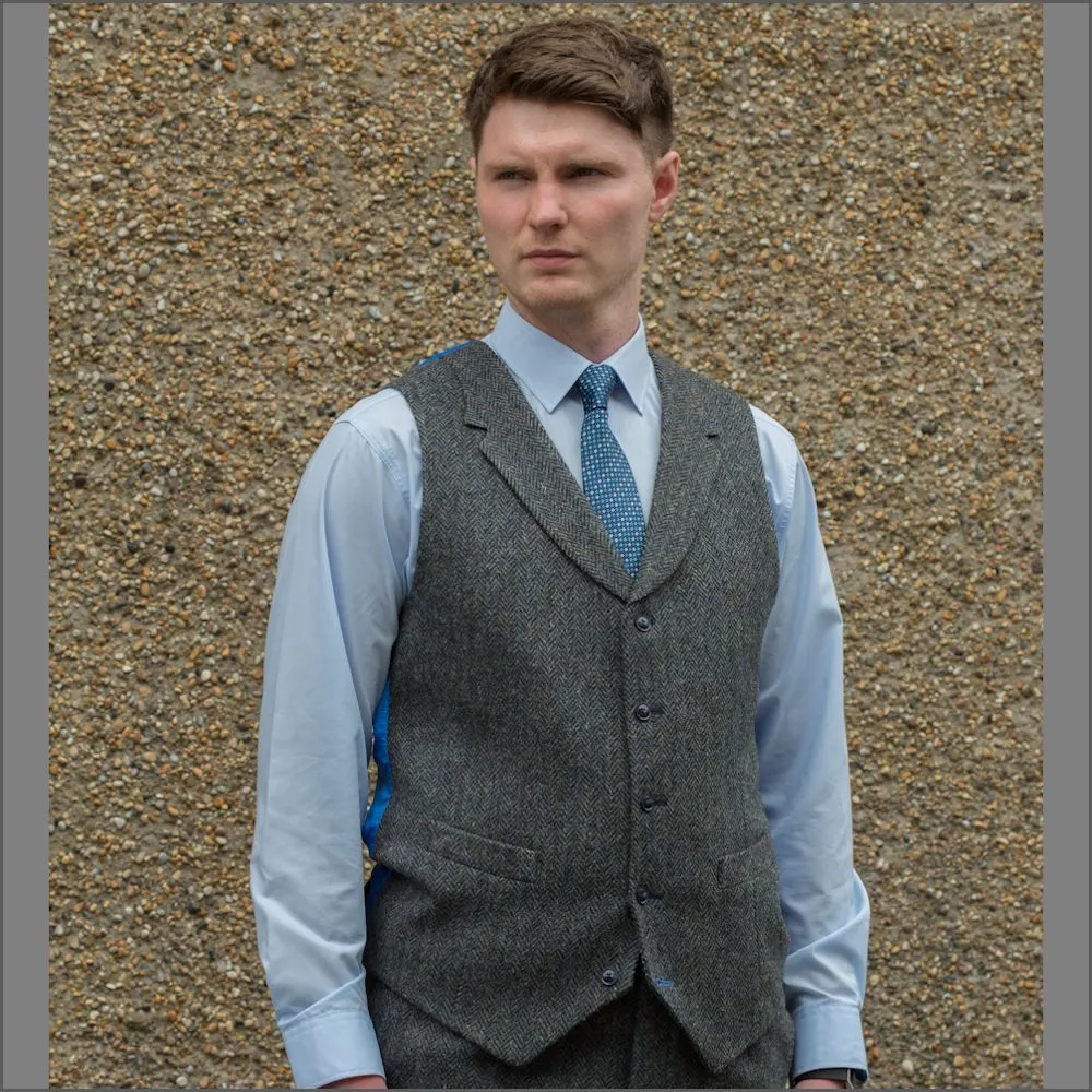 Harris Tweed Heather Blue Waistcoat>