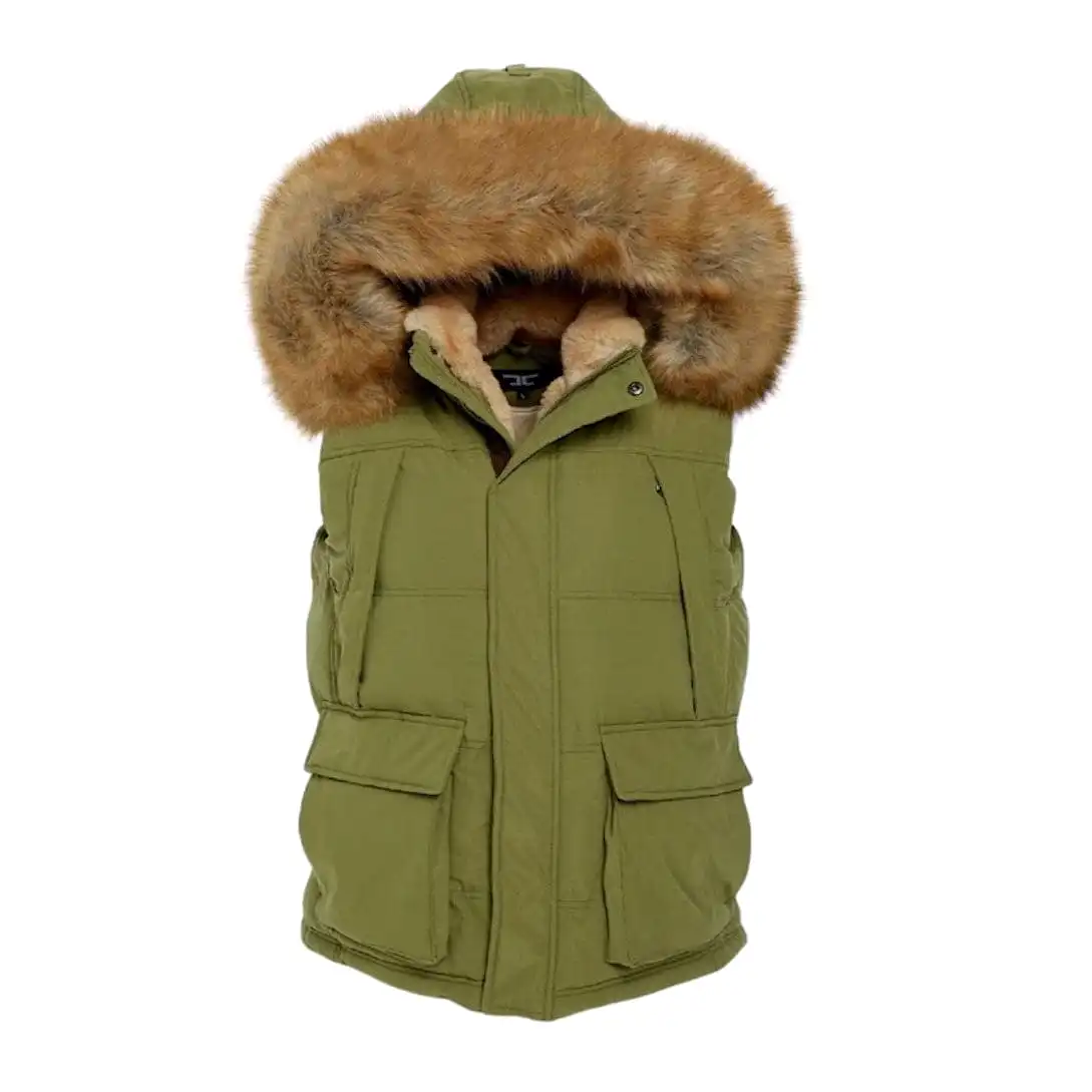 Jordan Craig Yukon Fur Lined Puffer Vest (Army Green) 9374V