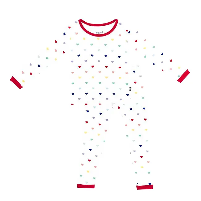 Kyte Baby Long Sleeve Printed Toddler Pajama Set in Cloud Rainbow Heart