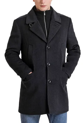 Landing Leathers Men Karl Cashmere Wool Blend Coat with Removable Bib