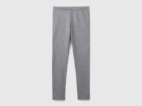 Leggings in stretch cotton with logo - Dark Gray | Benetton