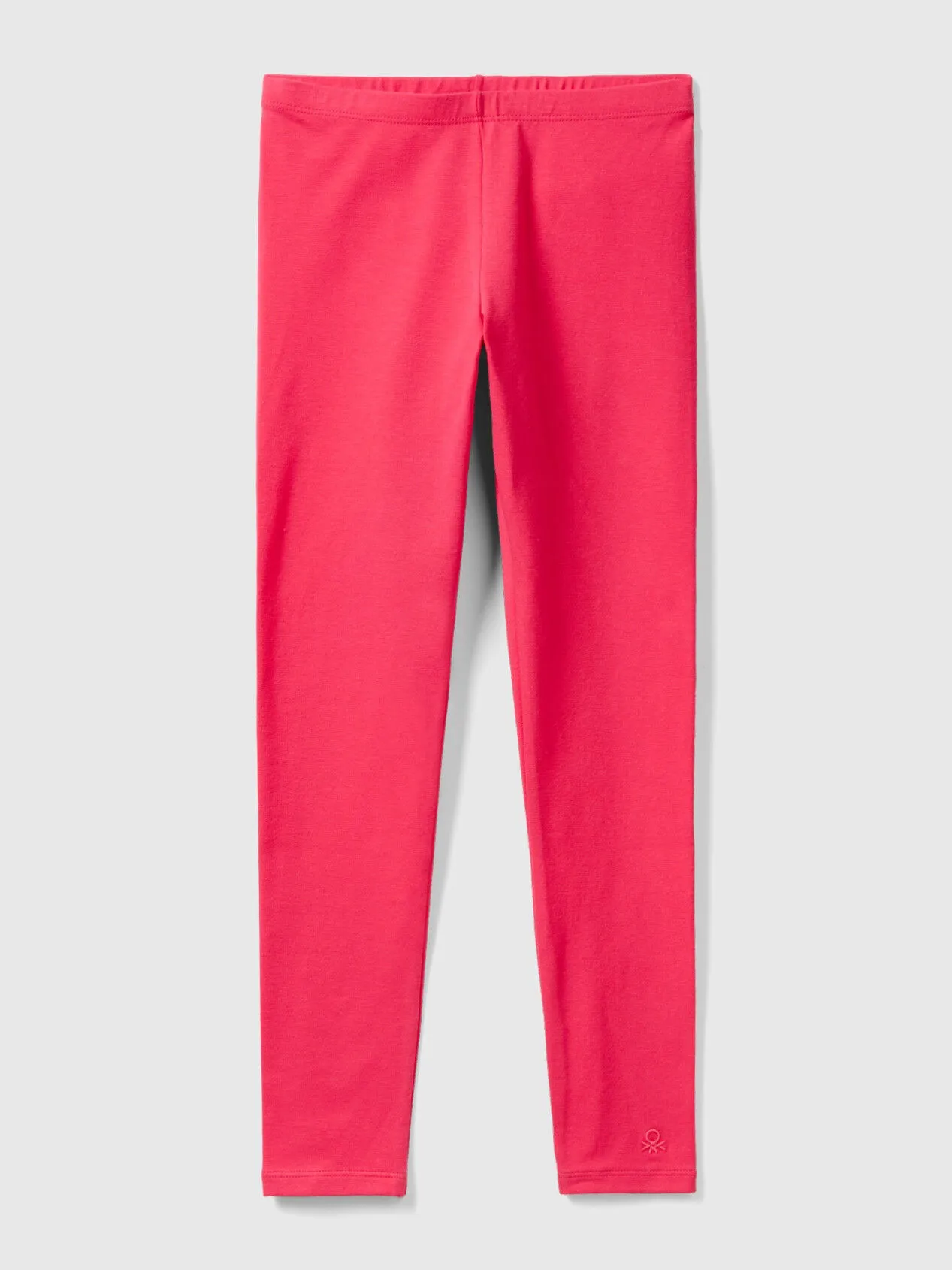 Leggings in stretch cotton with logo - Fuchsia | Benetton