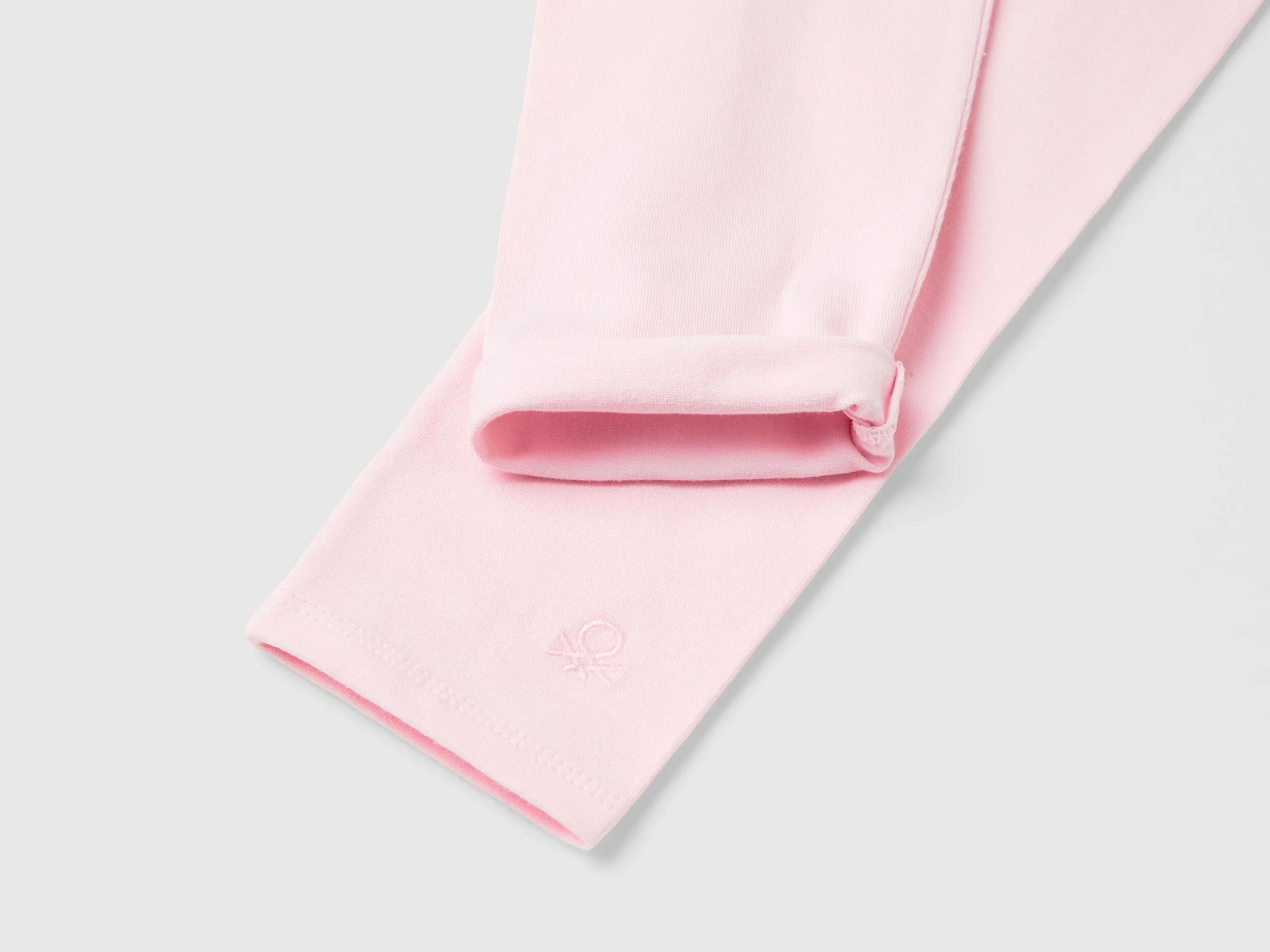 Leggings in stretch cotton with logo - Pink | Benetton