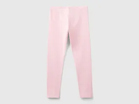 Leggings in stretch cotton with logo - Pink | Benetton