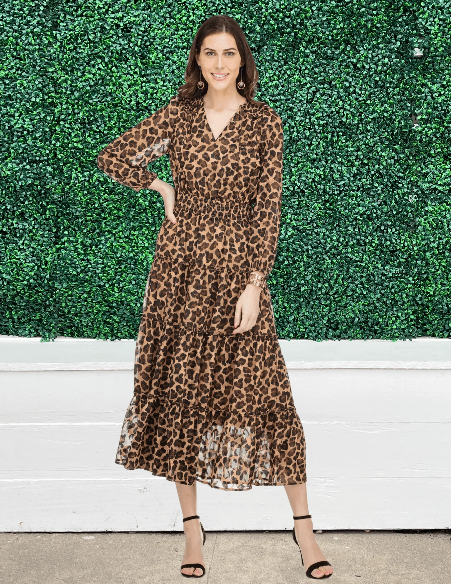 Long Sleeve Cheetah Maxi Dress