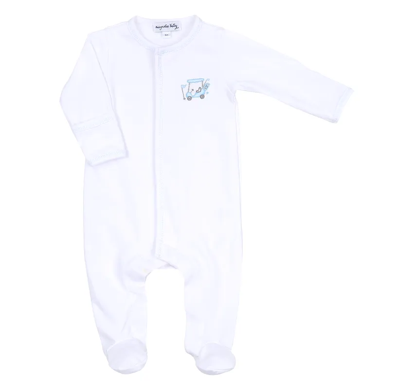 Magnolia Baby - Embroidered Footie - Putting Around - Blue