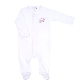 Magnolia Baby - Embroidered Footie - Putting Around - Pink