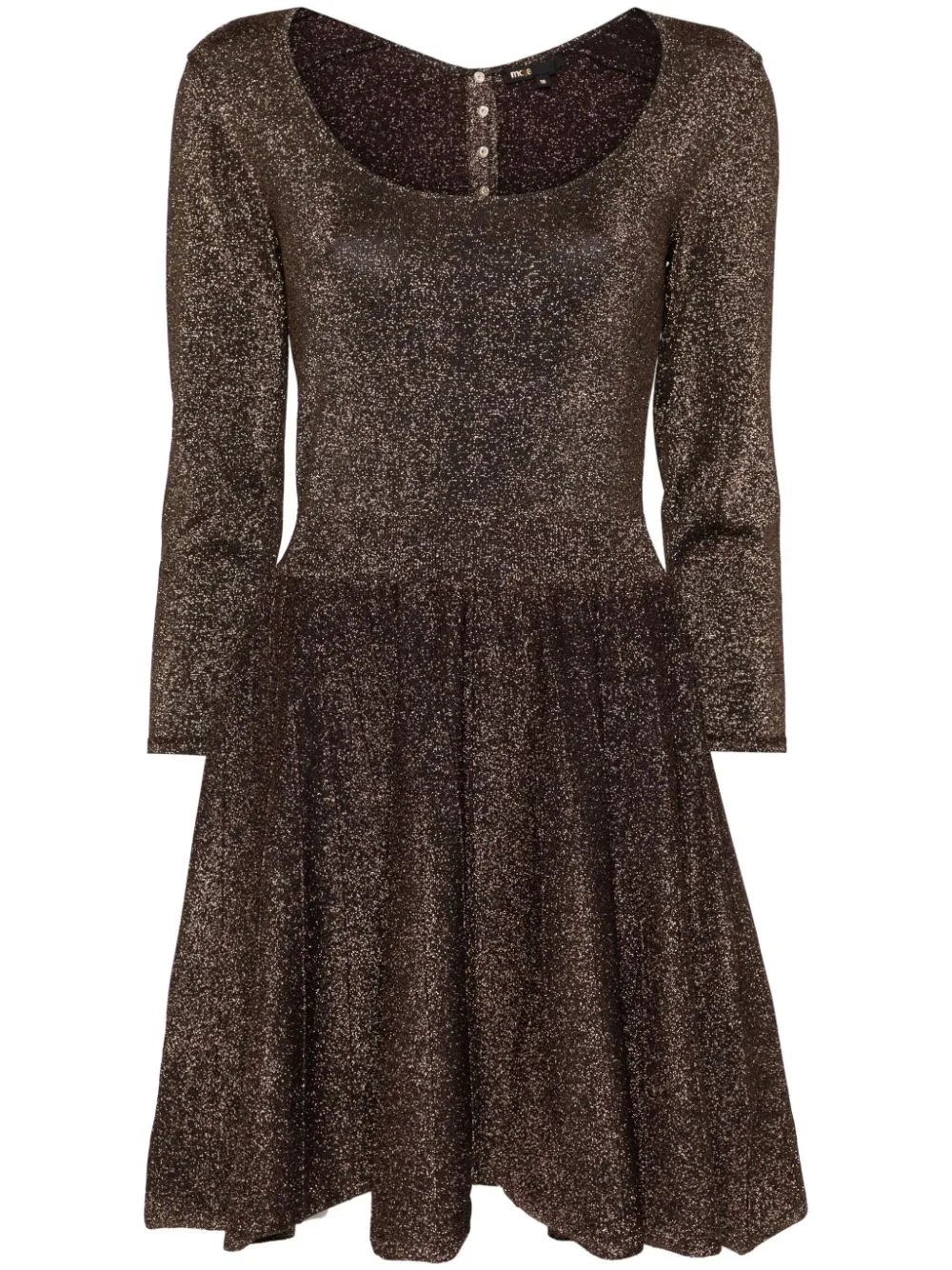 Maje metallic-threading ribbed mini dress - Brown