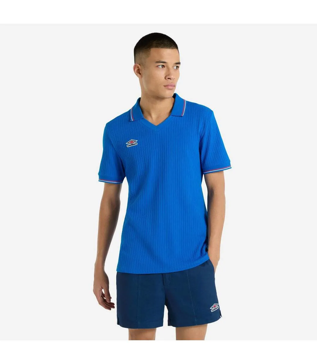 Mens ribbed tennis t-shirt regal blue Umbro