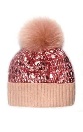 MH2596 / RHM3 Shiny Puffer Pom Pom Hat