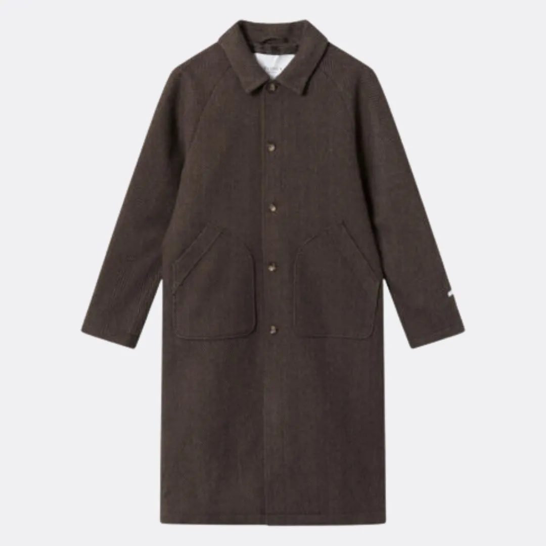 Michael Herringbone Wool Coat (Coffee Brown + Walnut)