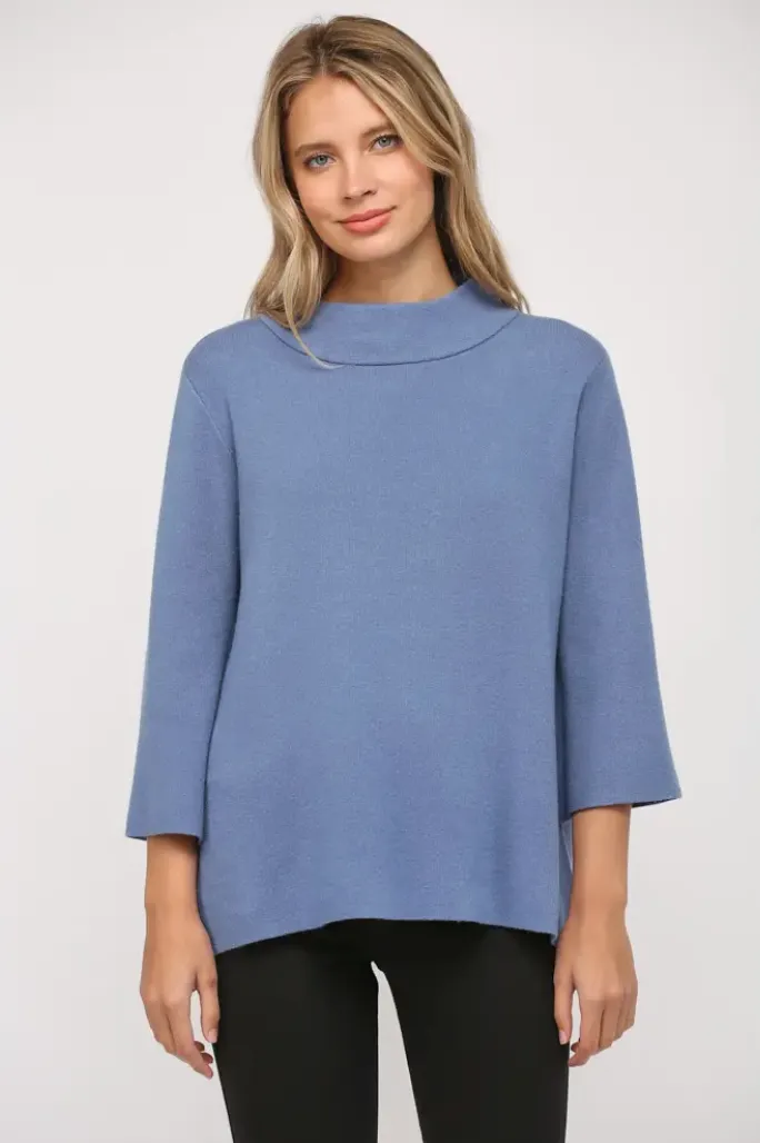 Mock Neck Pull Over Sweater/Bell Sleeve