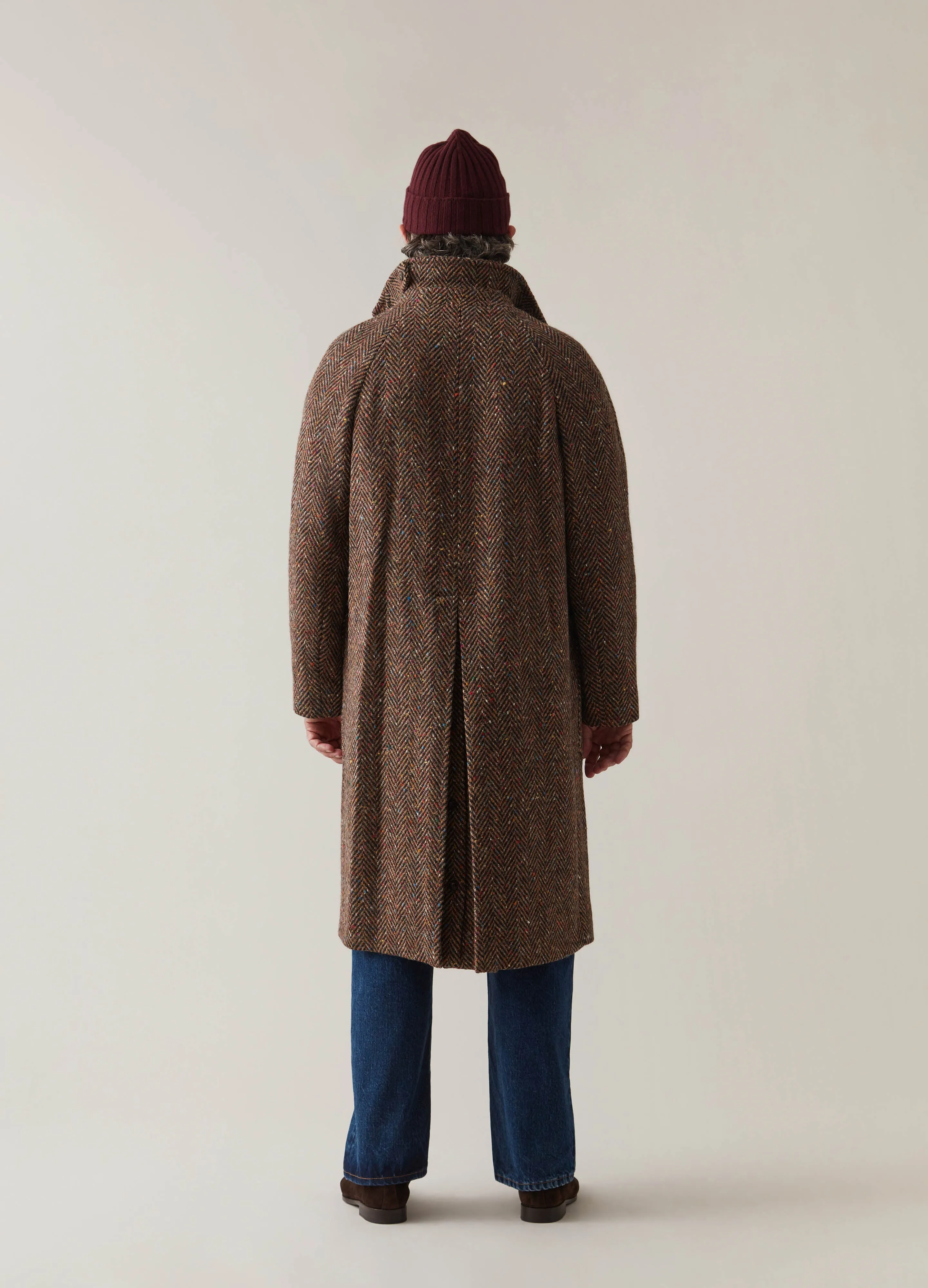 Nelson Tweed Raglan Coat - Brown